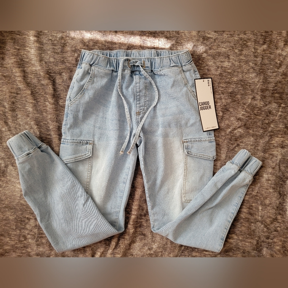 Light Blue Women's Cargo Jogger Pants